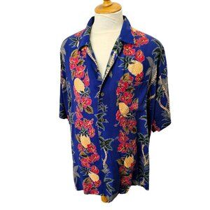 90s Hawaiian Pineapple Connections Hawaiian Shirt Mens XL Short Sleeve Button Up